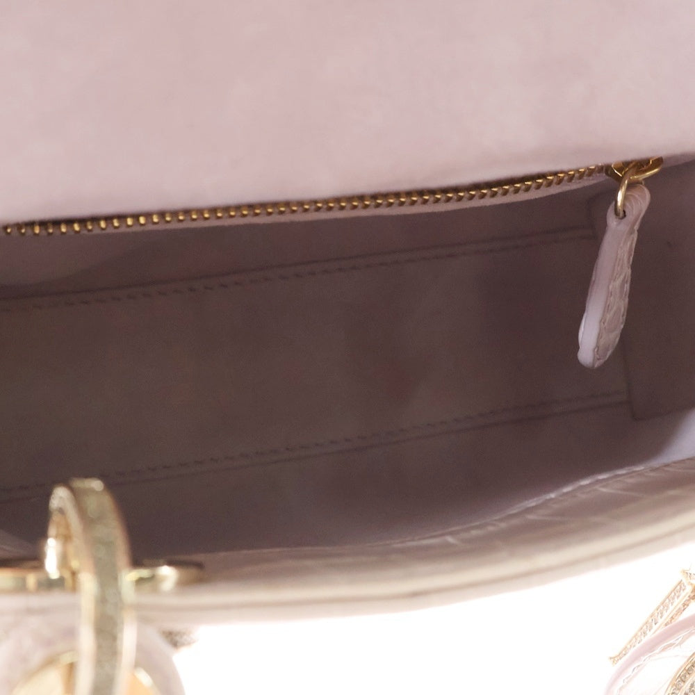 Christian Dior(クリスチャンディオール) レディディオール ミニ ピンク ストーン 2WAY ショルダーバッグ ハンドバッグ ゴールド金具