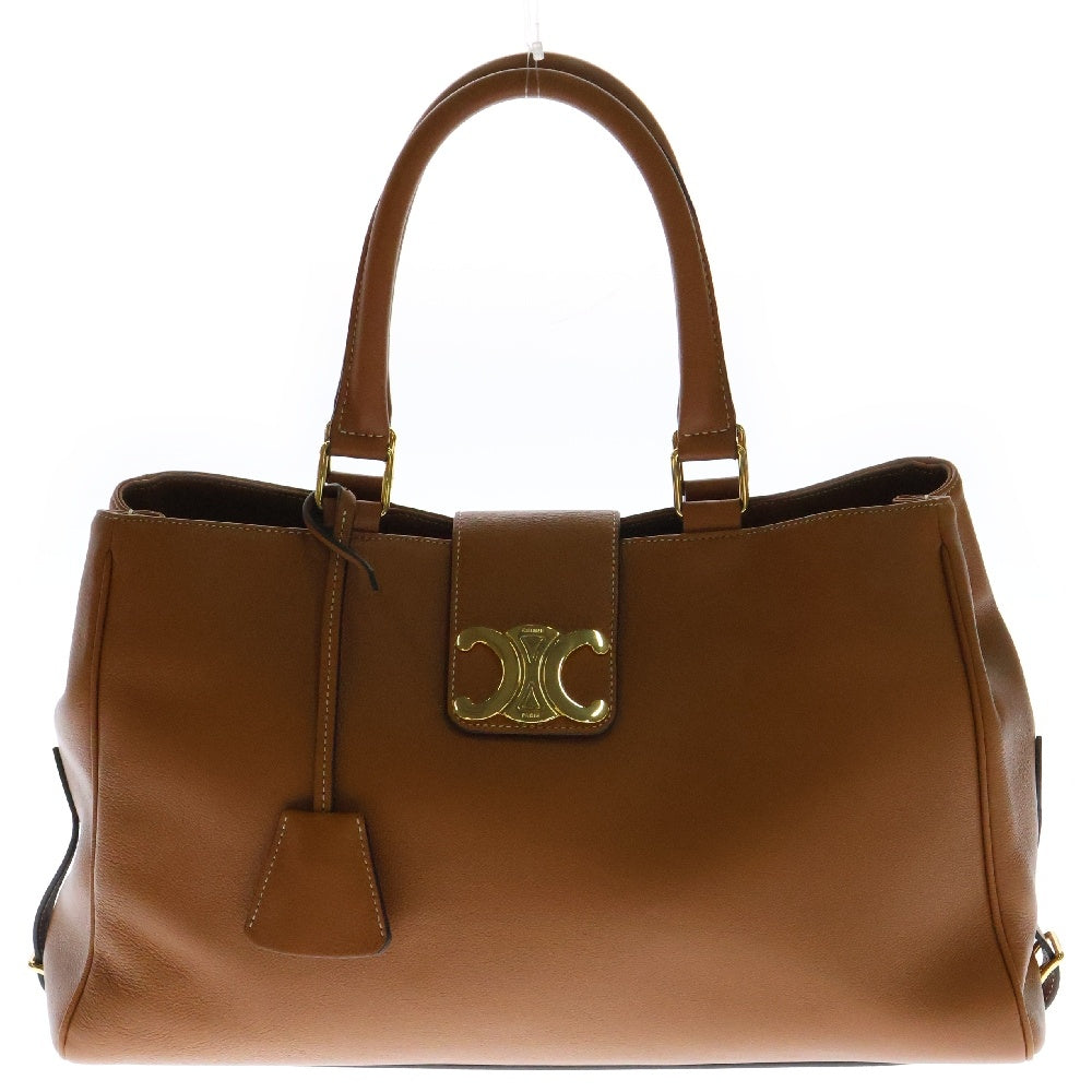CELINE(セリーヌ) アポリーヌ ミディアム トリオンフ ブラウン レザー ゴールド金具 2WAY ハンドバッグ ショルダーバッグ
