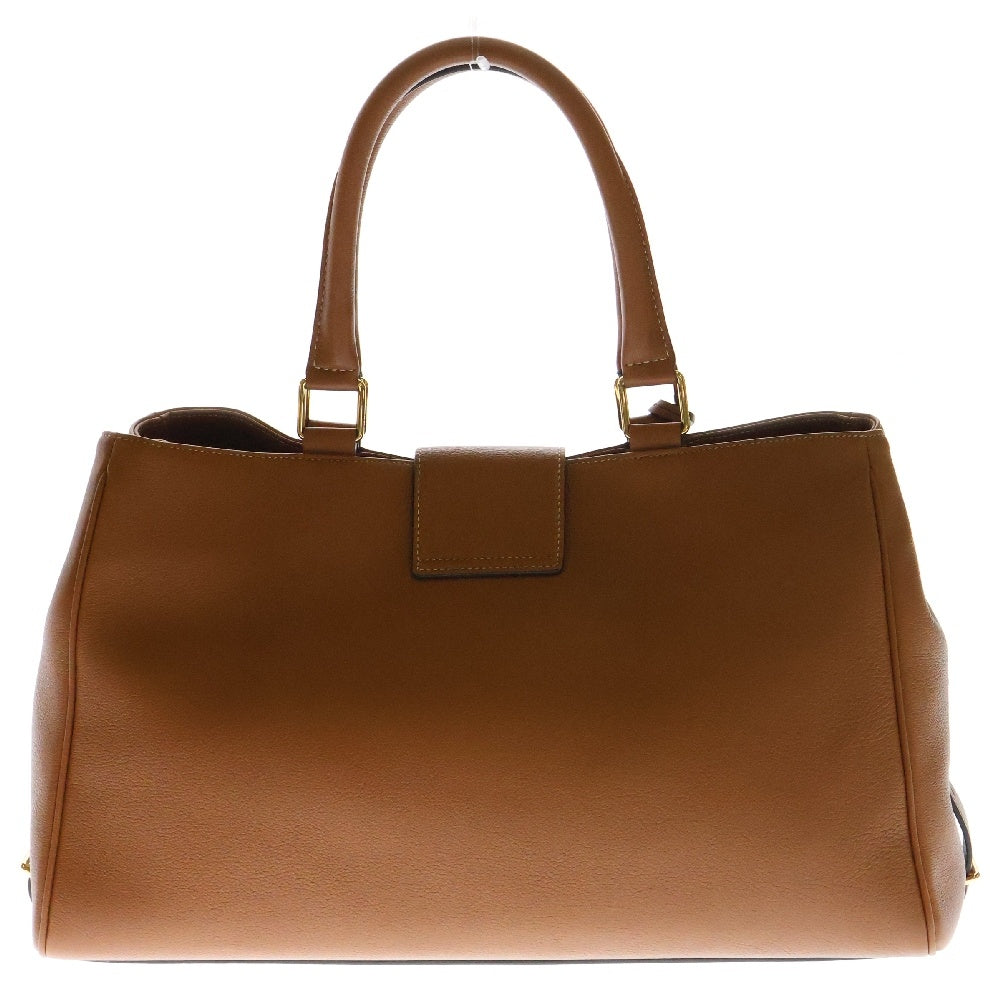 CELINE(セリーヌ) アポリーヌ ミディアム トリオンフ ブラウン レザー ゴールド金具 2WAY ハンドバッグ ショルダーバッグ