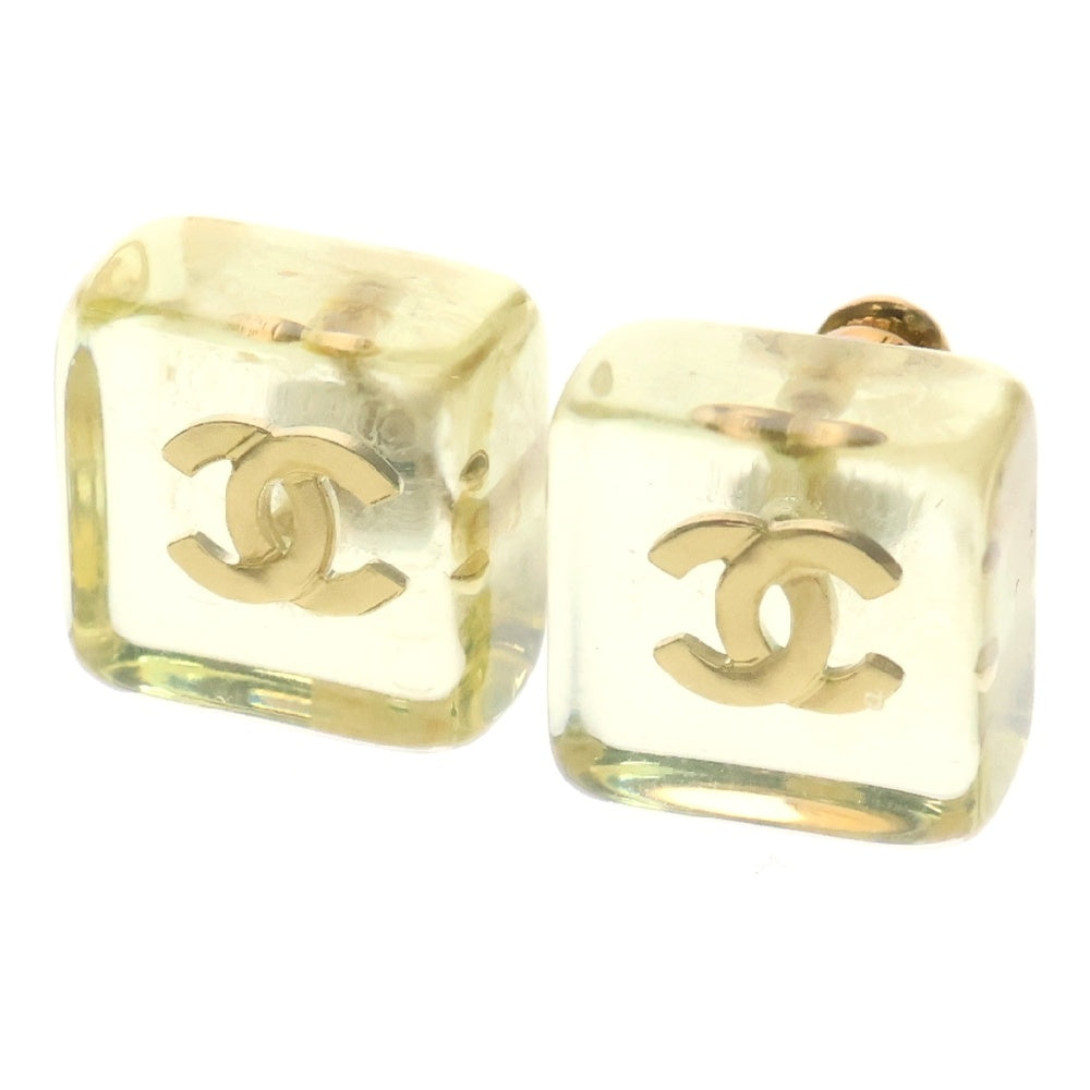 CHANEL(シャネル) ココマーク スクエアモチーフ ピアス クリア×ゴールド アクセサリー