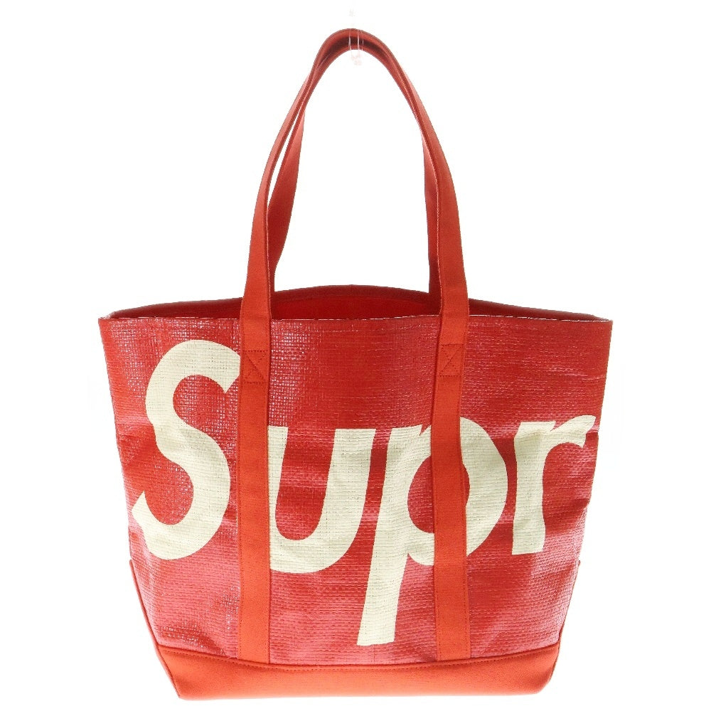 SUPREME(シュプリーム) 20SS Raffia Tote Bag ラフィアトートバッグ ビッグロゴ レッド