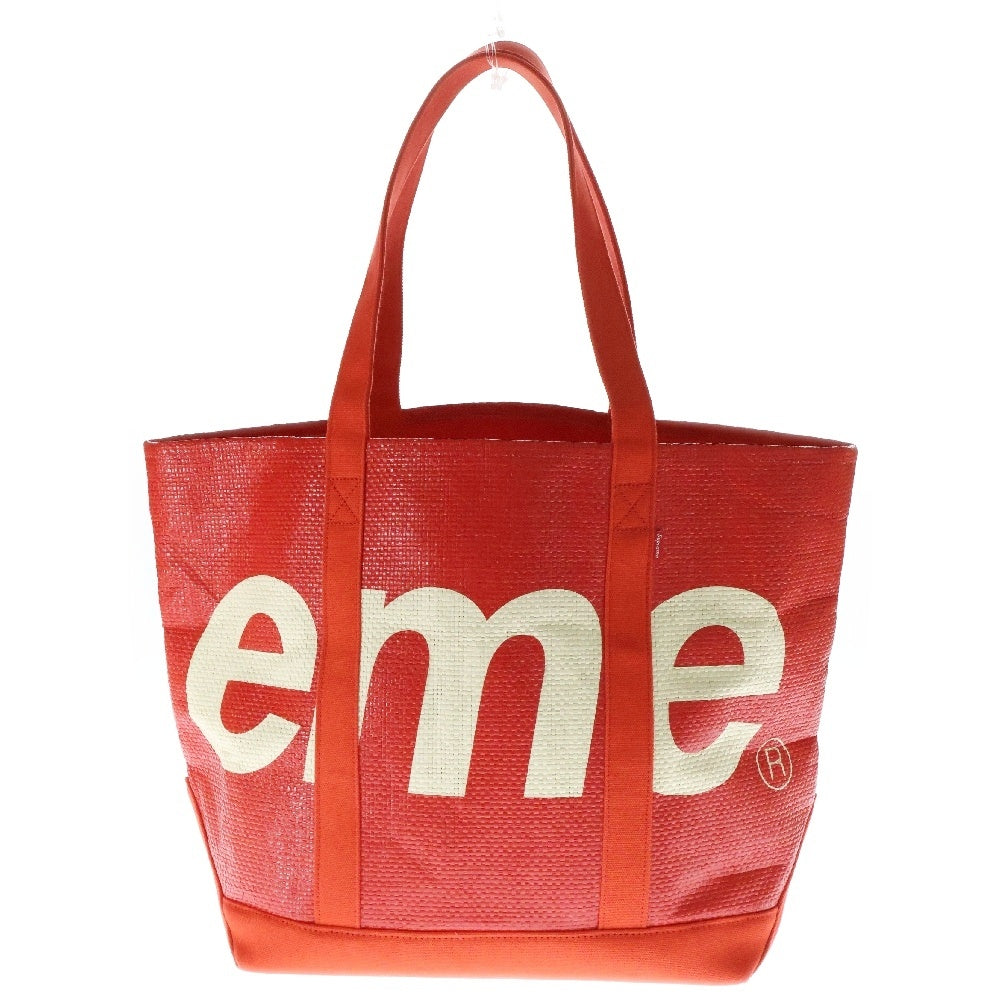 SUPREME(シュプリーム) 20SS Raffia Tote Bag ラフィアトートバッグ ビッグロゴ レッド