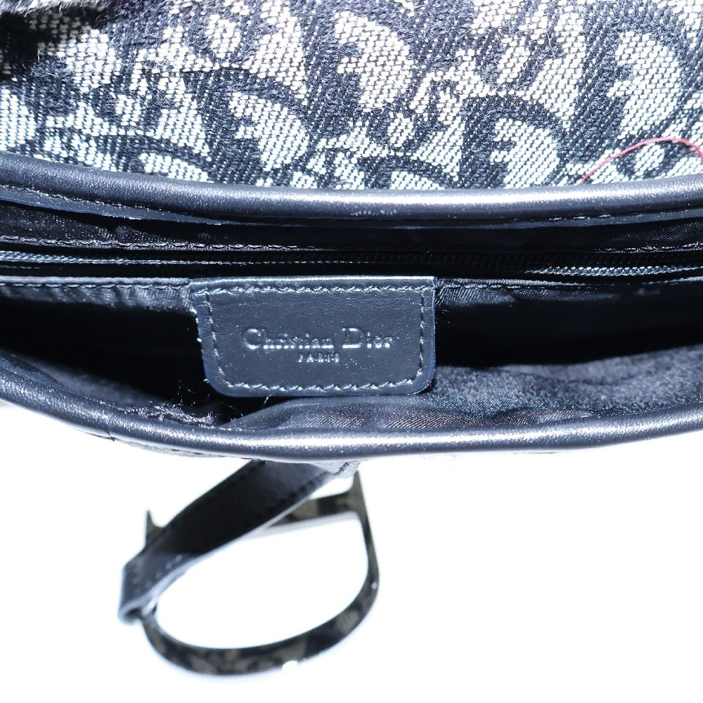 Christian Dior(クリスチャンディオール) トロッター サドルバッグ ワンショルダーバッグ ハンドバッグ シルバー金具 ネイビー キャンバス