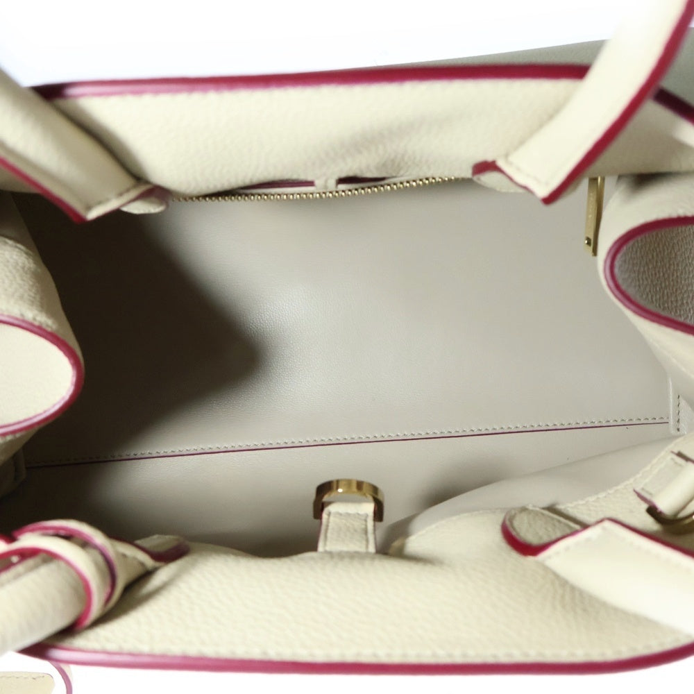 FERRAGAMO(フェラガモ) ハグ 2WAY ハンドバッグ ショルダーバッグ ベージュ ゴールド金具 レザー