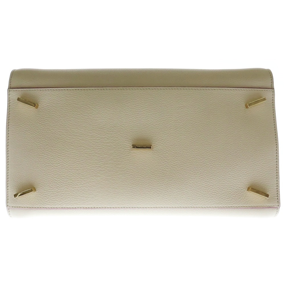 FERRAGAMO(フェラガモ) ハグ 2WAY ハンドバッグ ショルダーバッグ ベージュ ゴールド金具 レザー