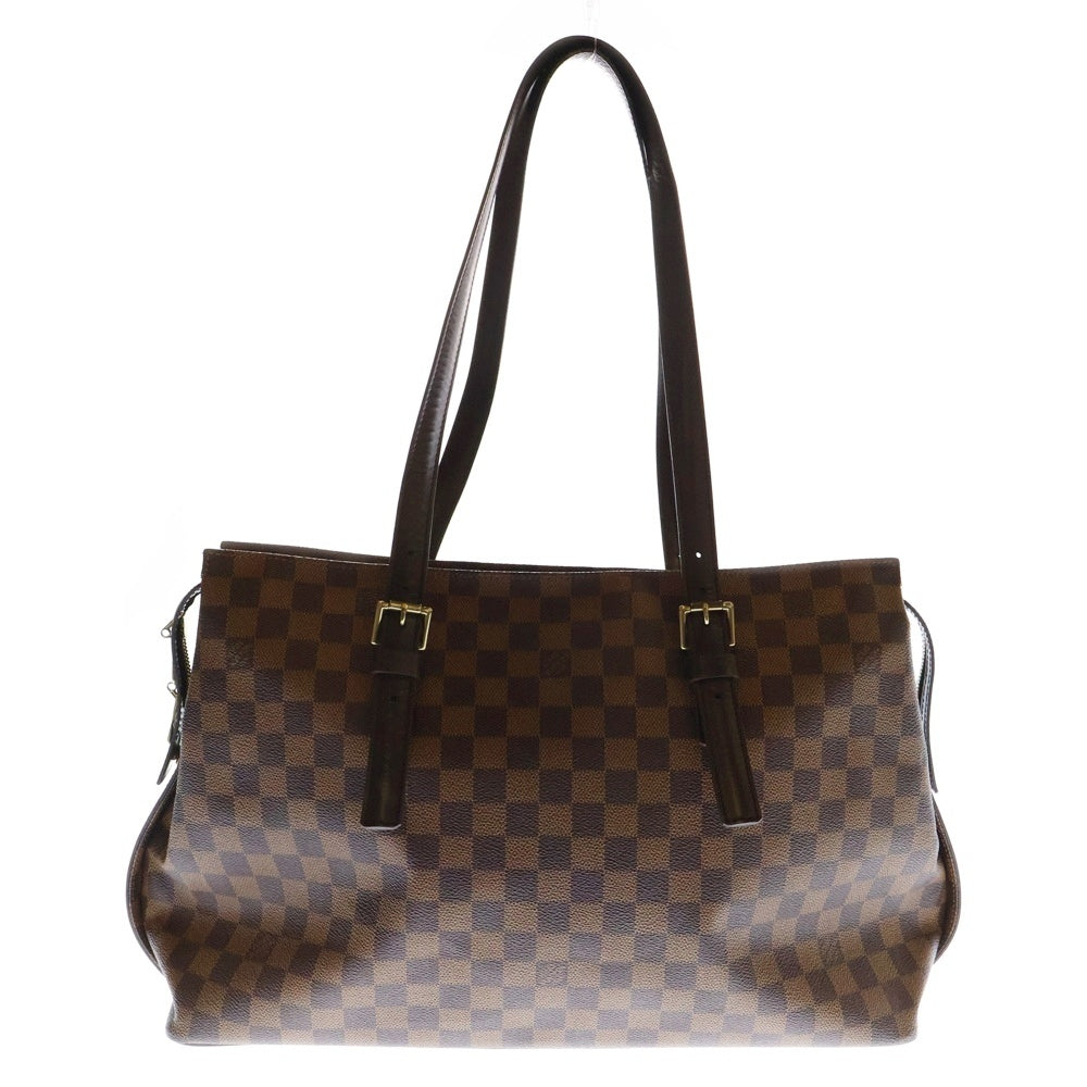 LOUIS VUITTON(ルイヴィトン) ダミエ チェルシー トートバッグ ハンドバッグ ブラウン ゴールド金具 レザー×PVC N51119