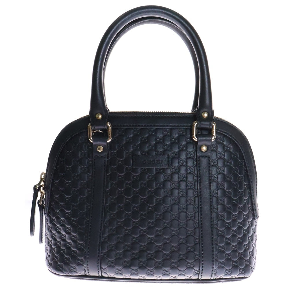 GUCCI(グッチ) マイクログッチシマ 2WAY ショルダーバッグ ハンドバッグ ブラック レザー