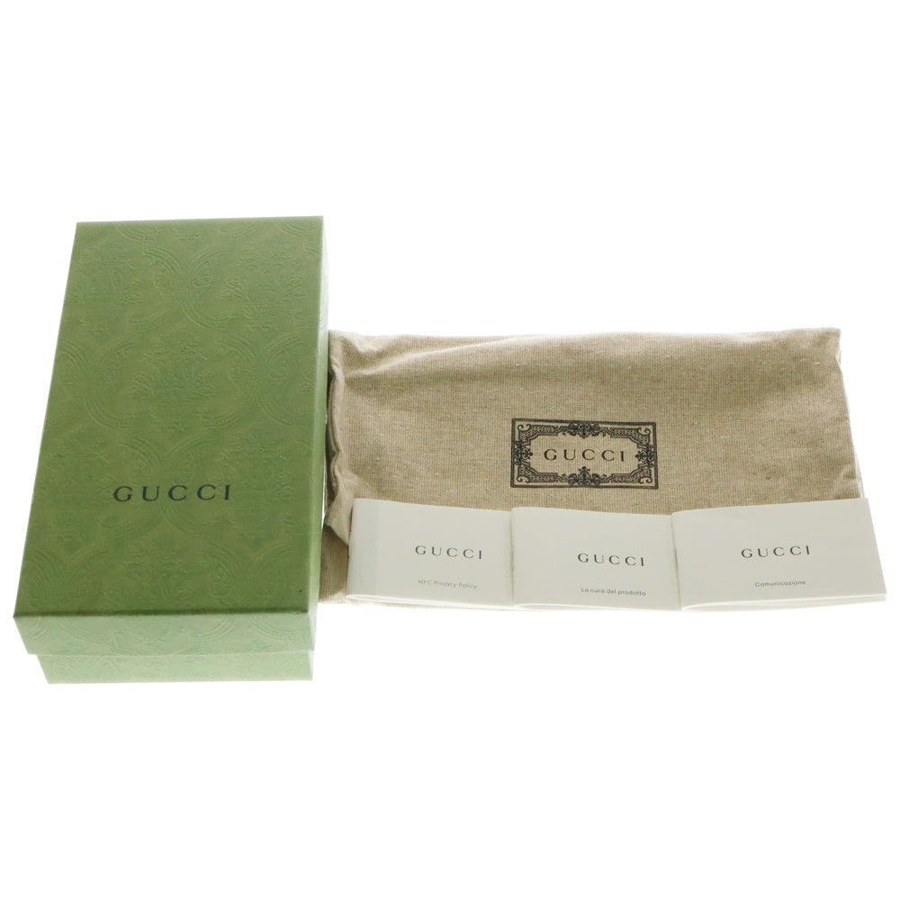 GUCCI(グッチ) GG二つ折り長財布 ロングウォレット カードケース ブラック×アイボリー ゴールド金具 レザー 676151