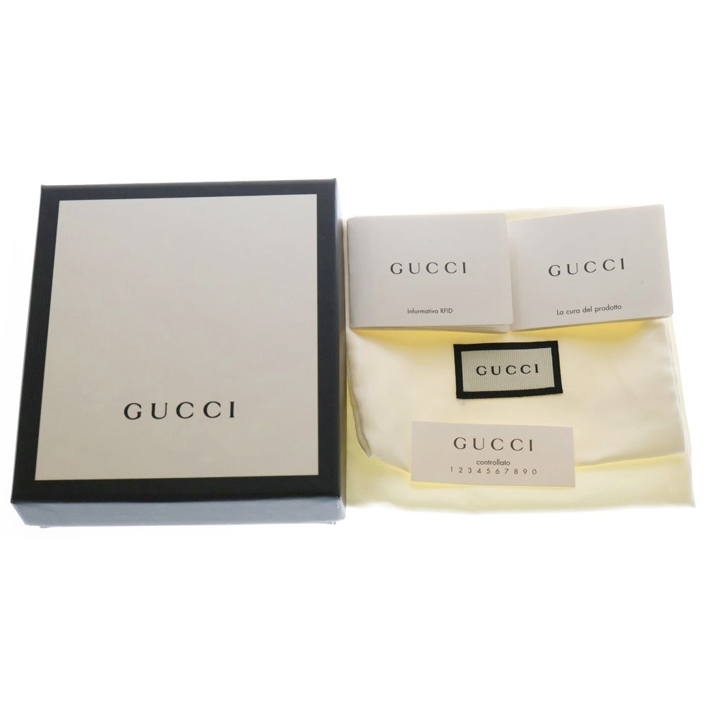 GUCCI(グッチ) グッチシマ 二つ折り財布 ウォレット カードケース ネイビー レザー シルバー金具 473916