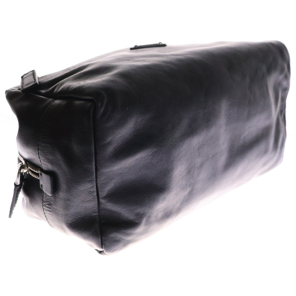 PRADA(プラダ) クラッチバッグ 黒 レザー ソフトカーフ ミニバッグ トライアングルロゴ 2N0029