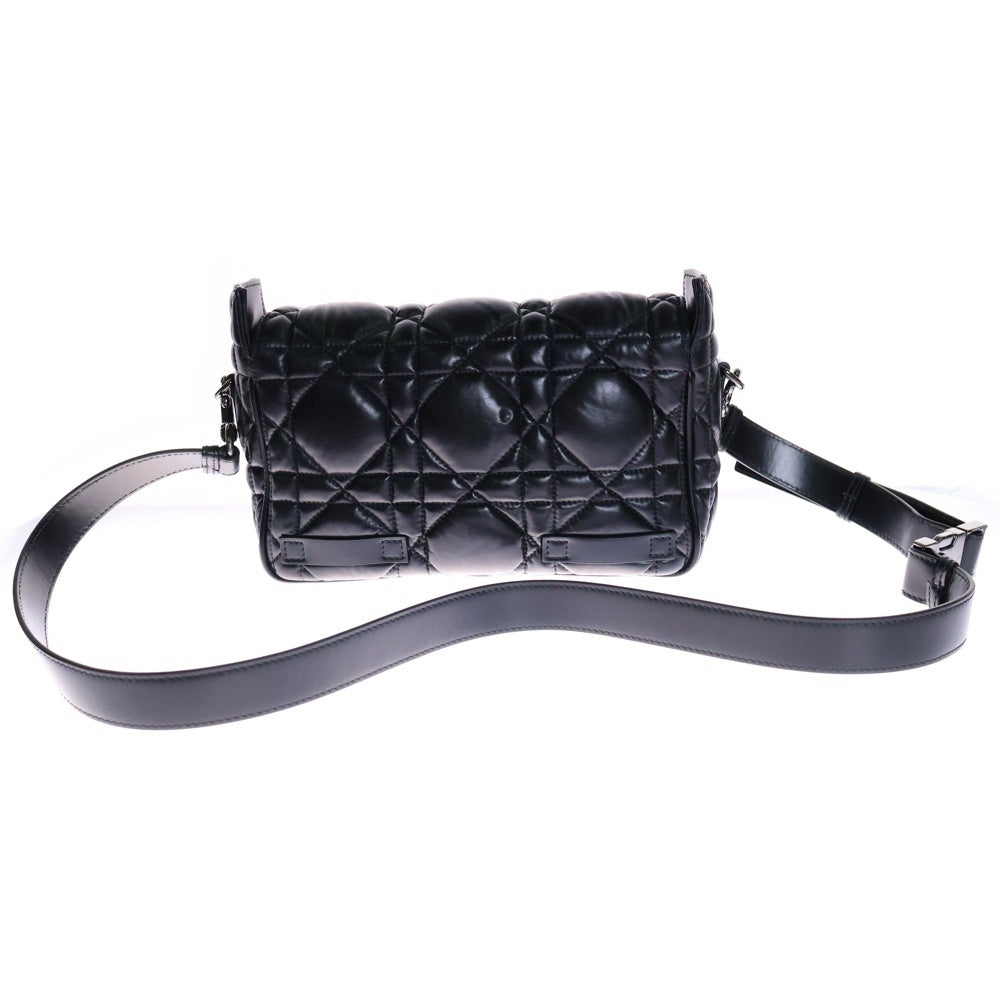 Christian Dior(クリスチャンディオール) マイクロカナージュ ディオールキャンプ ショルダーバッグ 黒 レザー シルバー金具