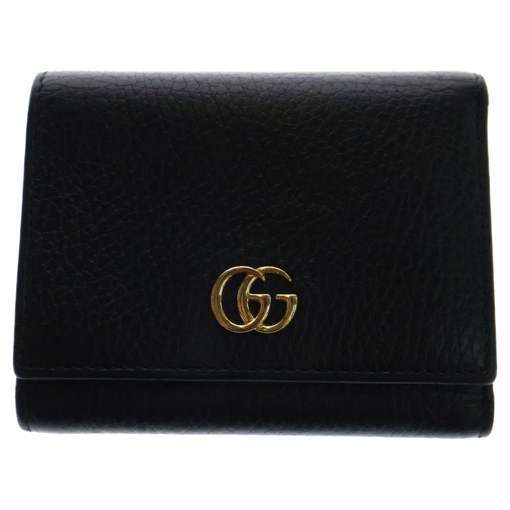 GUCCI(グッチ) GGマーモント 三つ折り財布 ブラック レザー コンパクトウォレット 474746