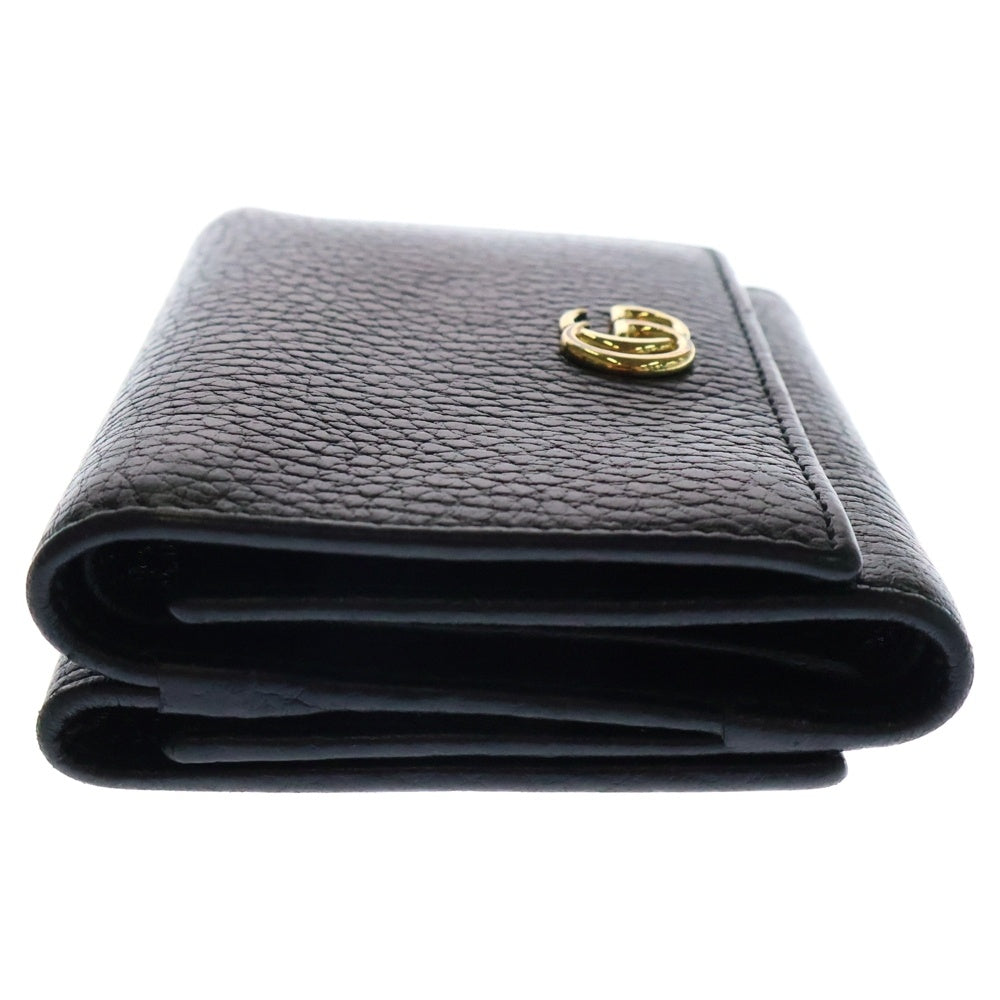 GUCCI(グッチ) GGマーモント 三つ折り財布 ブラック レザー コンパクトウォレット 474746