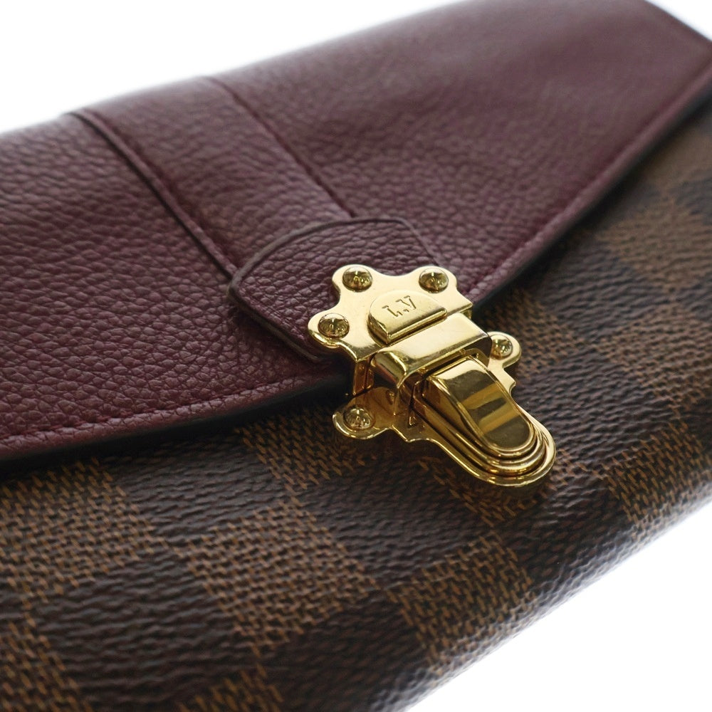 LOUIS VUITTON(ルイヴィトン) ダミエ ポルトフォイユクラプトン レザン ブラウン 長財布 ウォレット