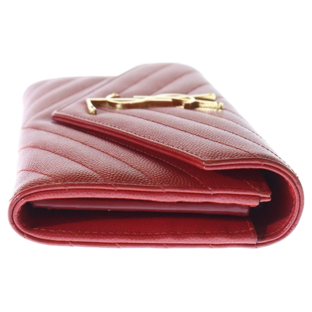 SAINT LAURENT PARIS(サンローランパリ) カサンドラ 長財布 レッド レザー ウォレット レディース