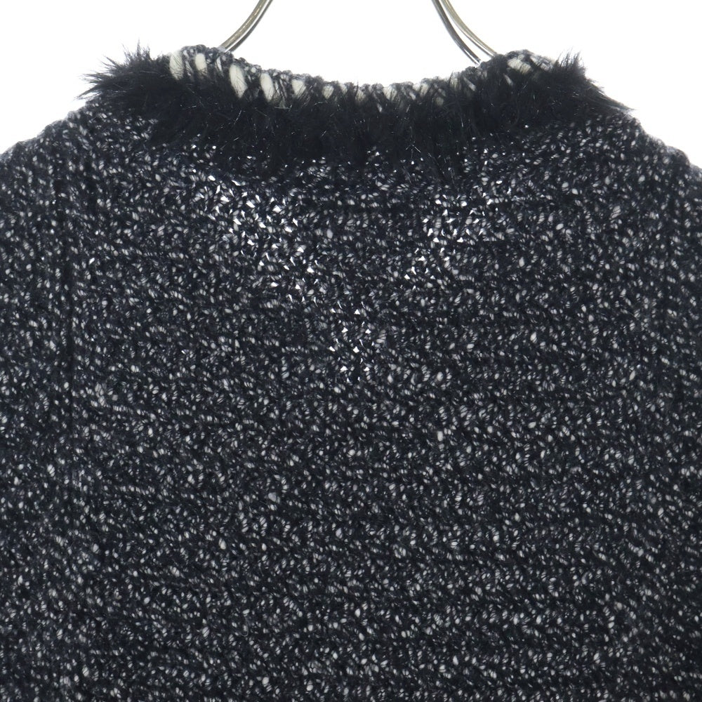 CHANEL(シャネル) ココマークジップ アップ カシミヤ モヘヤ混 ファー ニット セーター ポンチョ グレー/ブラック レディース P39919K02851