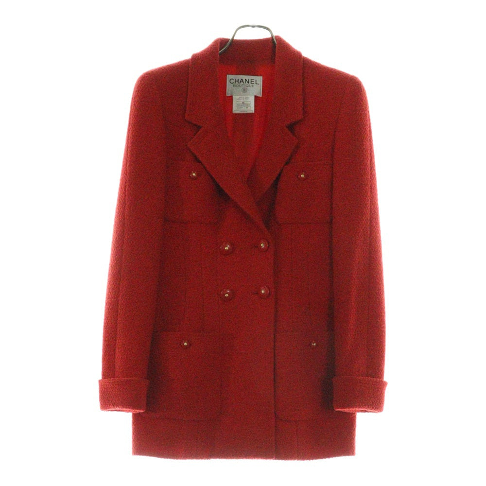 CHANEL(シャネル) 95AW Vintage セットアップ ココマークボタン ウール ダブルブレスト テーラードジャケット ミディアム タイトスカート レッド レディース P05420V04303