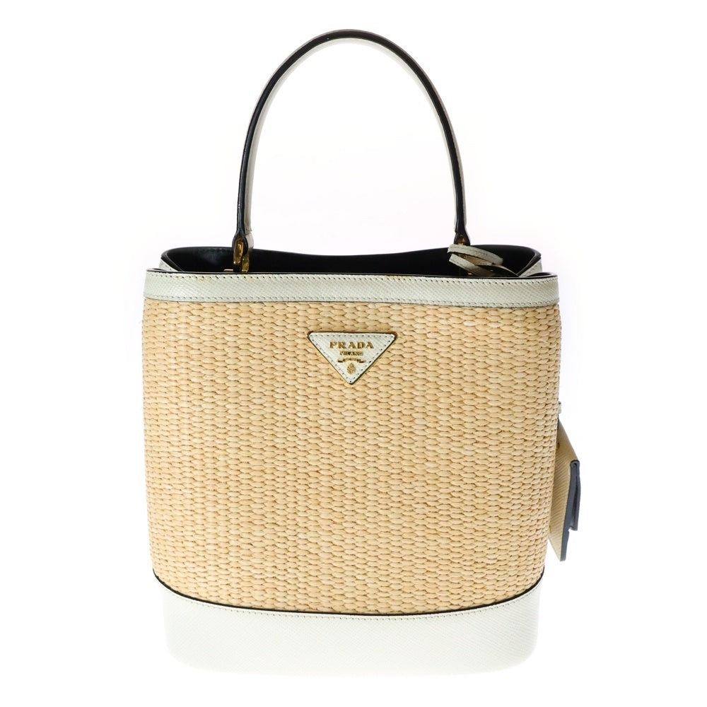 PRADA(プラダ) パニエ 2wayハンドバッグ ホワイト×ベージュ 1BA212