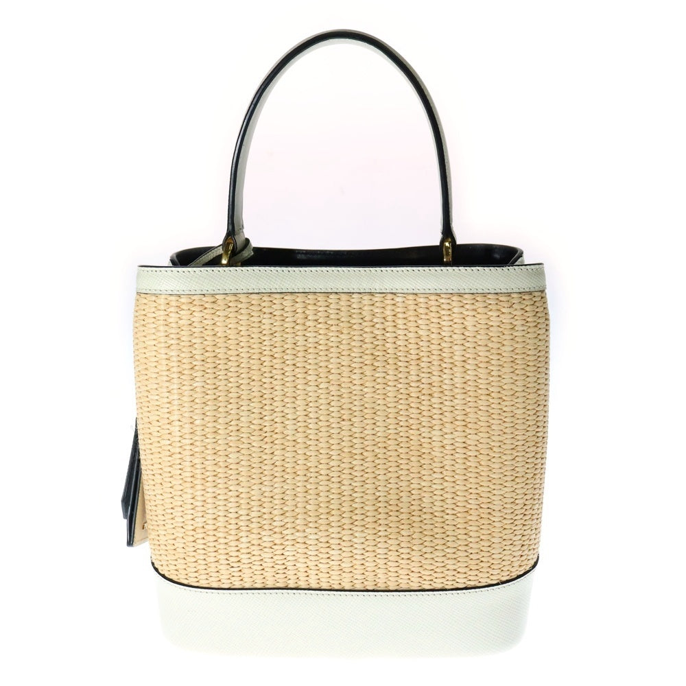 PRADA(プラダ) パニエ 2wayハンドバッグ ホワイト×ベージュ 1BA212