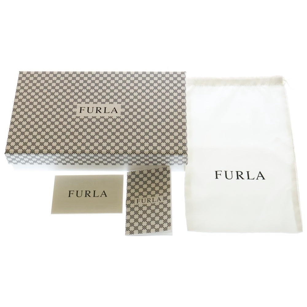 FURLA(フルラ) ラウンドファスナー 長財布 クリーム×ブラック レザー ロングウォレット