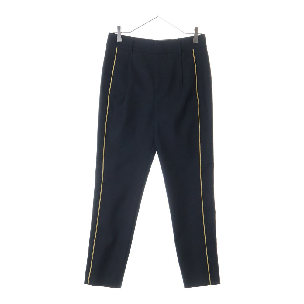 SAINT LAURENT PARIS(サンローランパリ) Wool Side Line Pants ウールサイドラインパンツ スラックス ブラック×ゴールド 558550 Y221W