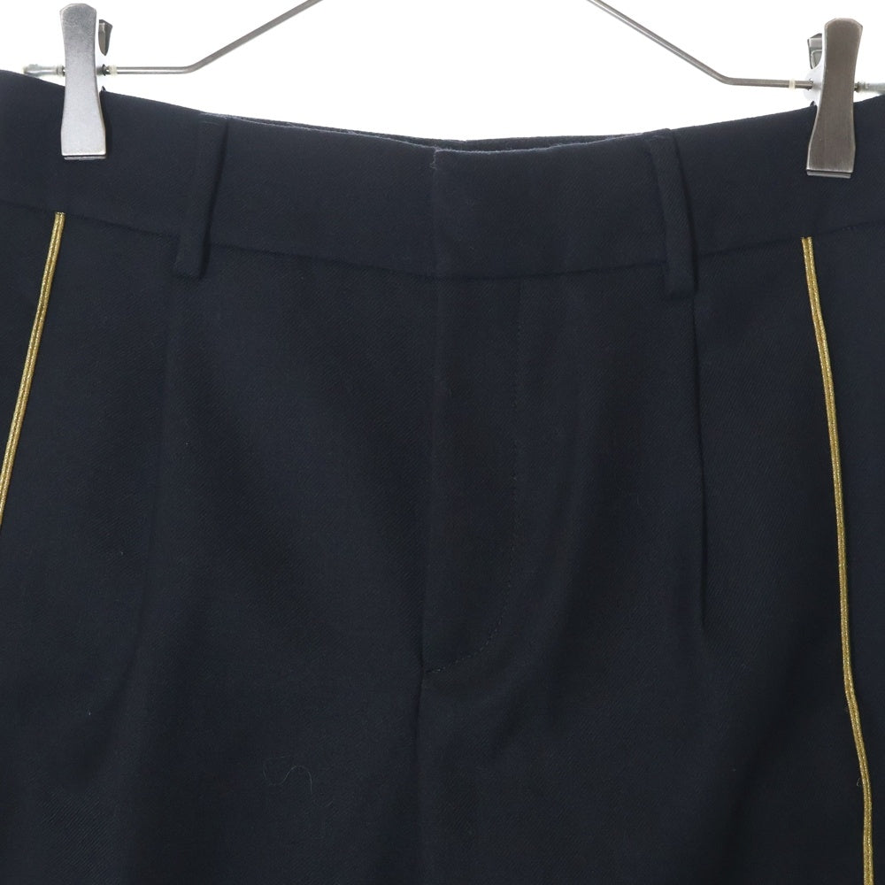 SAINT LAURENT PARIS(サンローランパリ) Wool Side Line Pants ウールサイドラインパンツ スラックス ブラック×ゴールド 558550 Y221W