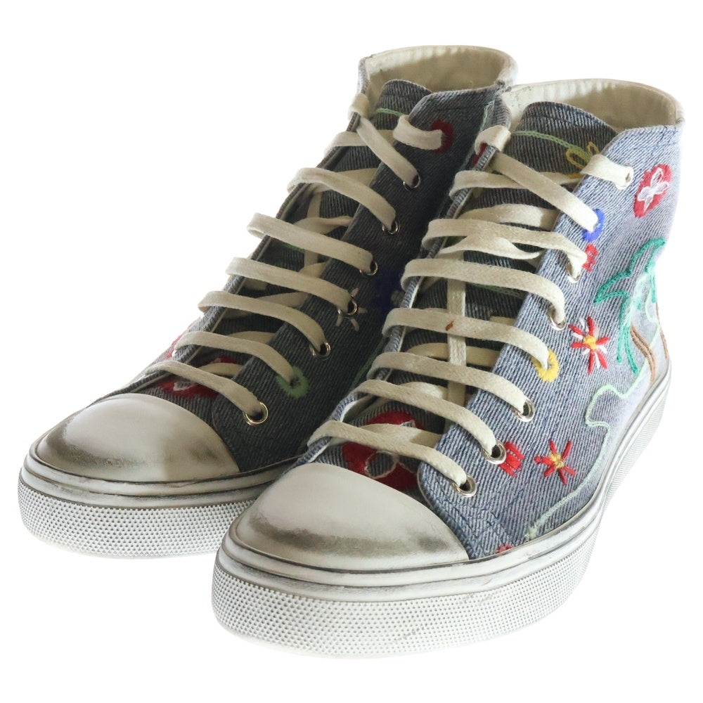 SAINT LAURENT PARIS(サンローランパリ) 19SS スニーカー ハイカット 花柄 刺繍 グレー キャンバス #37