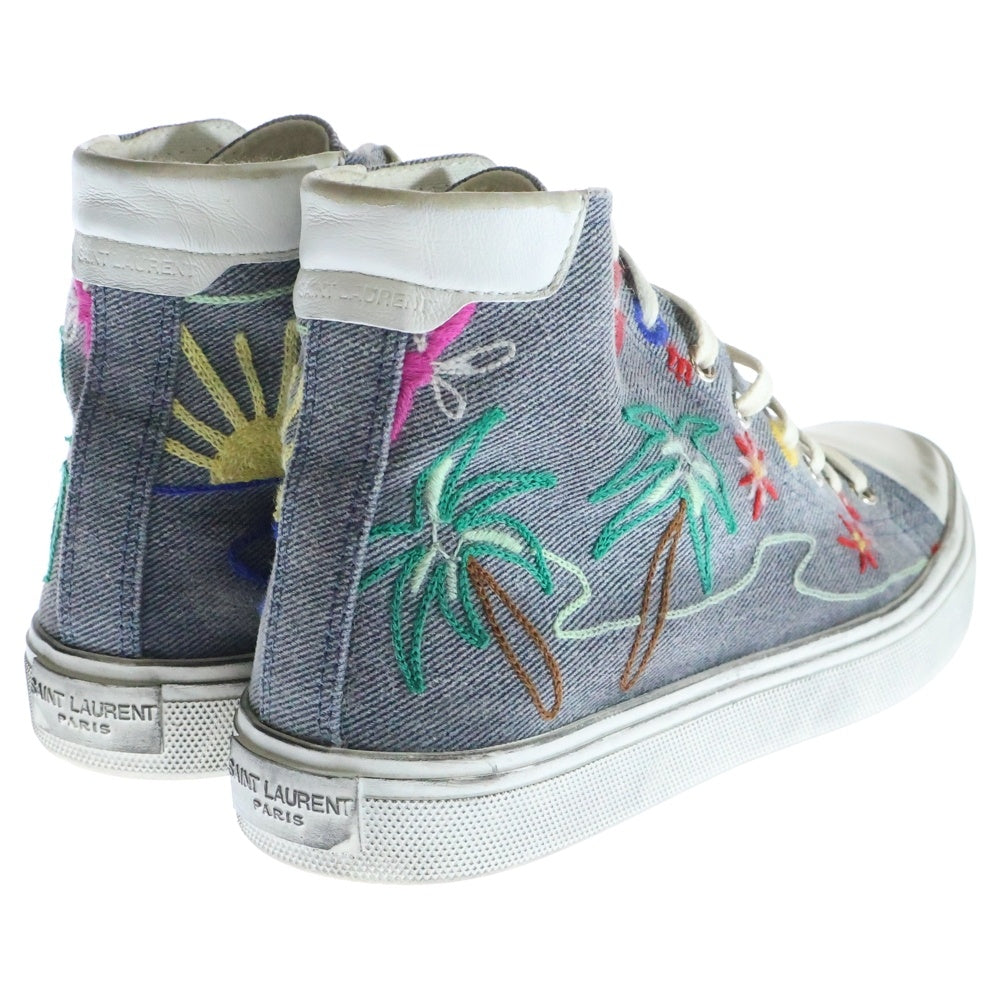 SAINT LAURENT PARIS(サンローランパリ) 19SS スニーカー ハイカット 花柄 刺繍 グレー キャンバス #37