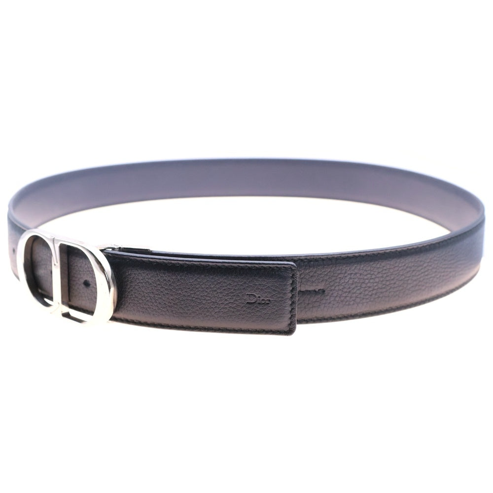 DIOR(ディオール) CDロゴバックル リバーシブル レザー ベルト シルバー金具 ブラック/ネイビー 23-MA-0120