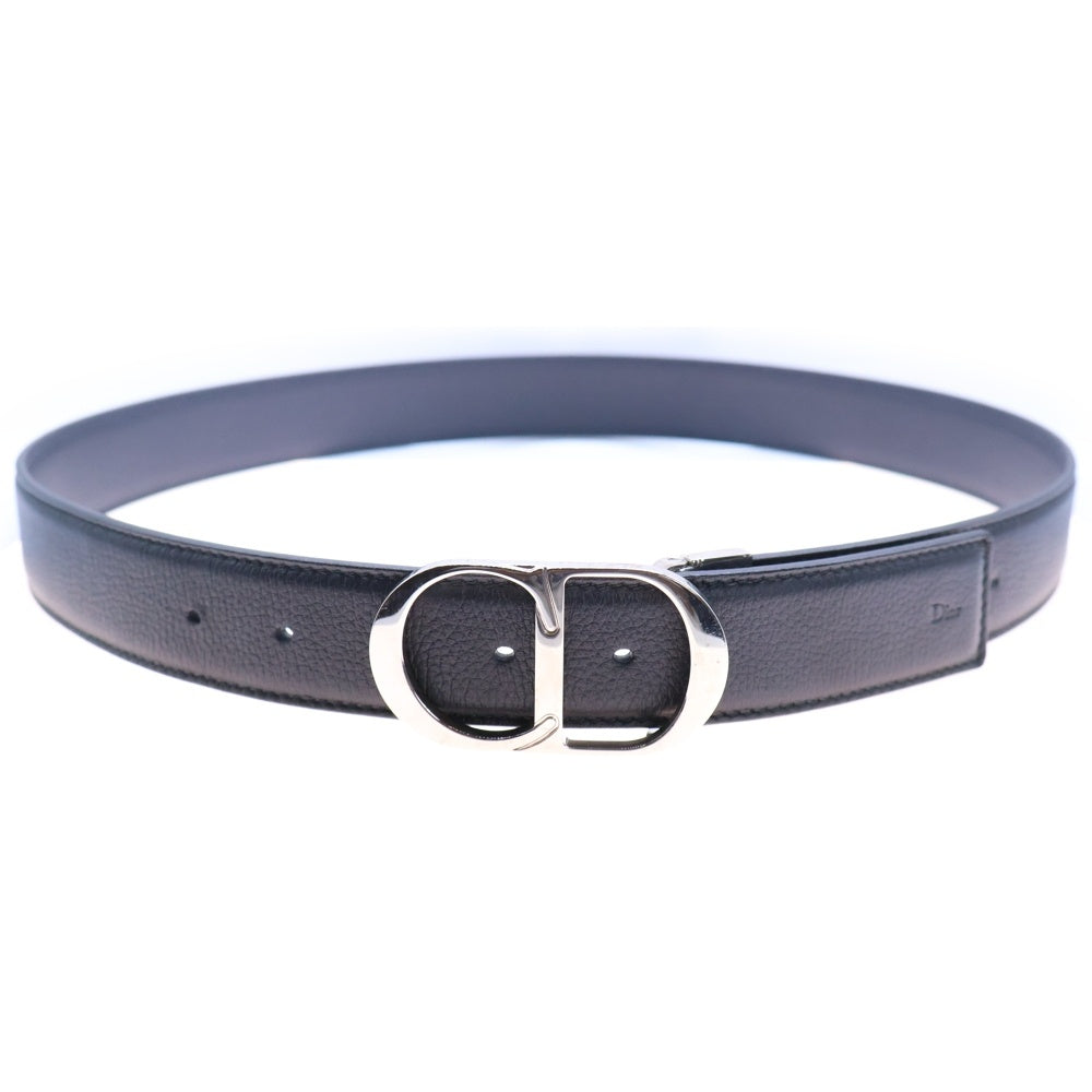 DIOR(ディオール) CDロゴバックル リバーシブル レザー ベルト シルバー金具 ブラック/ネイビー 23-MA-0120