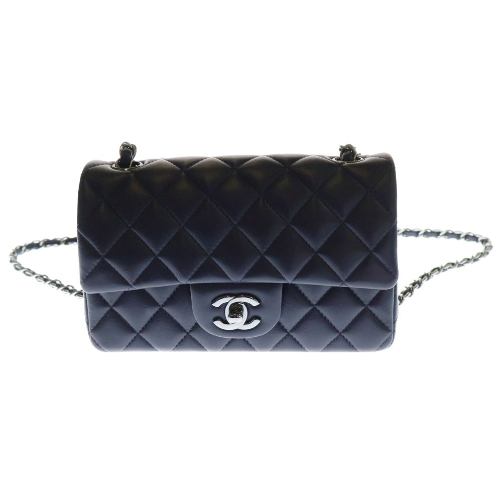 CHANEL(シャネル) ミニマトラッセ20 チェーンショルダーバッグ ネイビー ラムスキン シルバー金具
