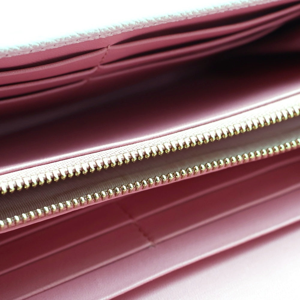 BVLGARI(ブルガリ) 長財布 ロングウォレット カードケース ゴールド金具 ピンク レザー