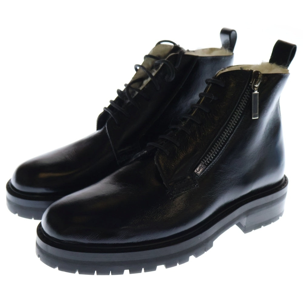 SAINT LAURENT PARIS(サンローランパリ) 17AW ムートンライニング サイドジップ レースアップ レザーハイカットブーツ ブラック 484987