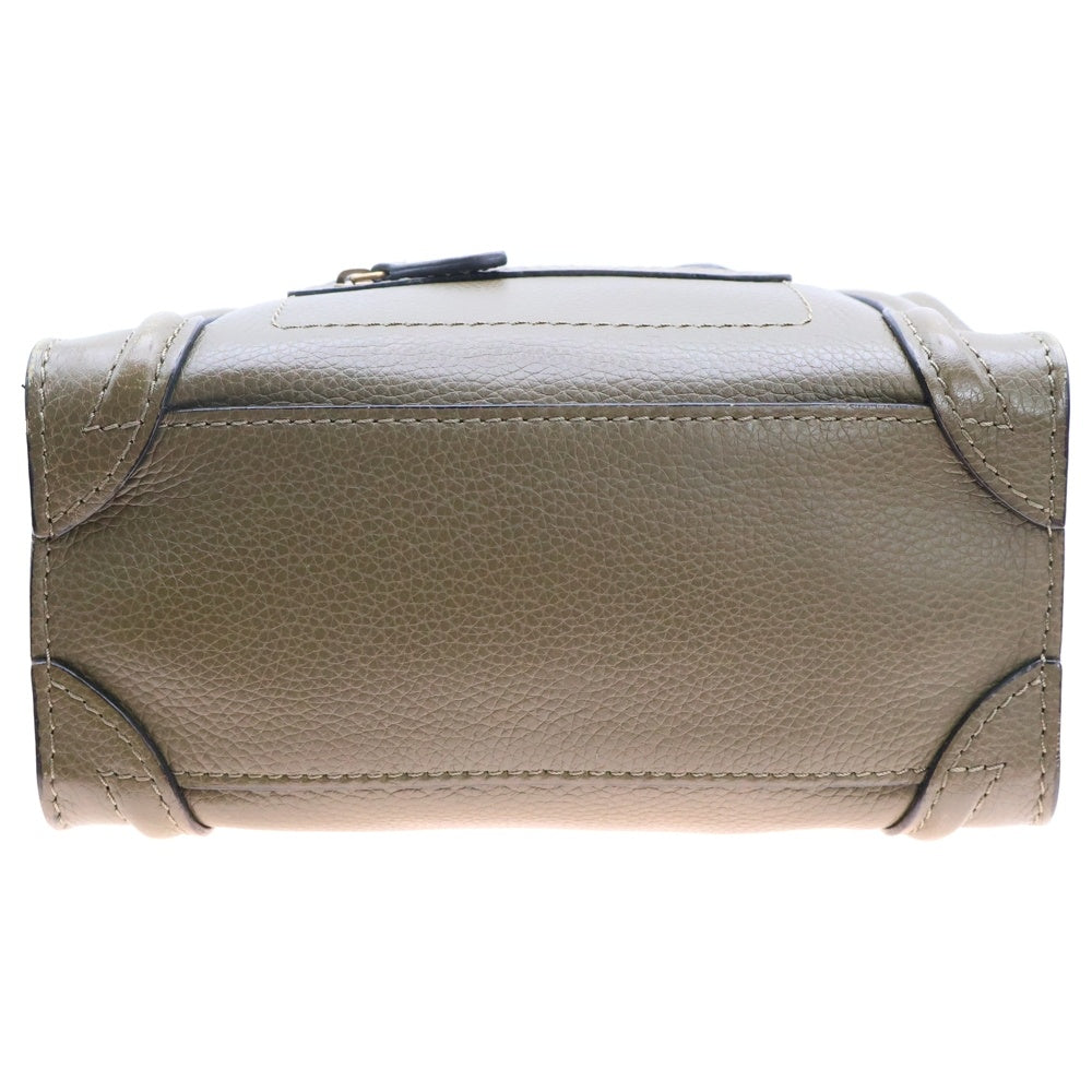 CELINE(セリーヌ) ラゲージ ナノショッパー 2WAYバッグ ハンドバッグ ショルダーバッグ ミニバッグ ゴールド金具 オリーブ レザー 189793D