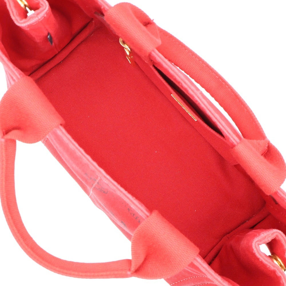 PRADA(プラダ) カナパミニ キャンバス ロゴプリント トライアングルロゴプレート トートバッグ レッド レディース BN2439