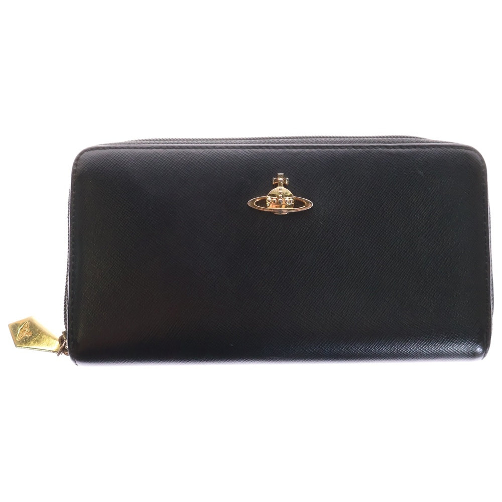Vivienne Westwood(ヴィヴィアンウエストウッド) オーブ ラウンドファスナー レザーロングウォレット 長財布 ブラック