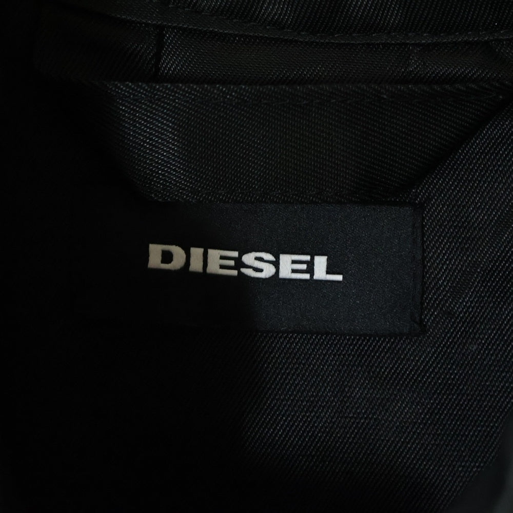 DIESEL(ディーゼル) ロゴワッペン付 ナイロンバイカージャケット ブルゾン ブラック