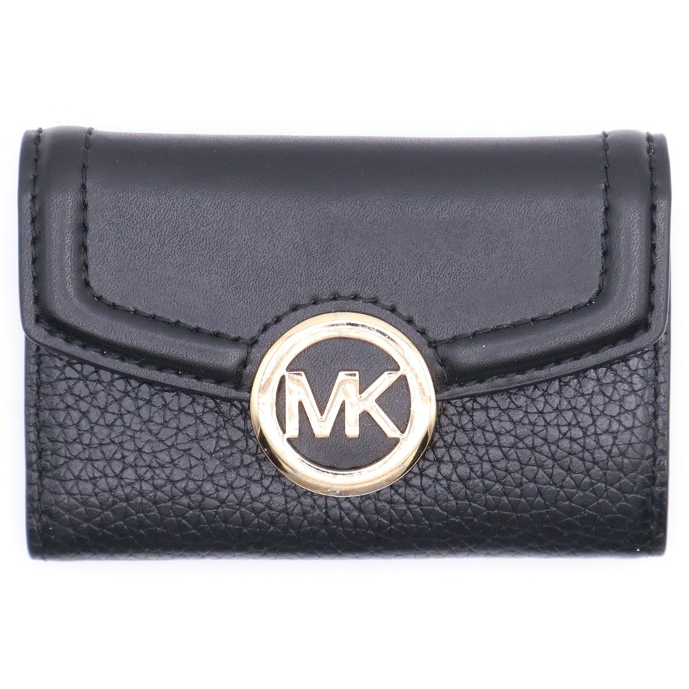 MICHAEL KORS(マイケルコース) ロゴプレート レザー キーケース ブラック/ゴールド 35S0GFTP58