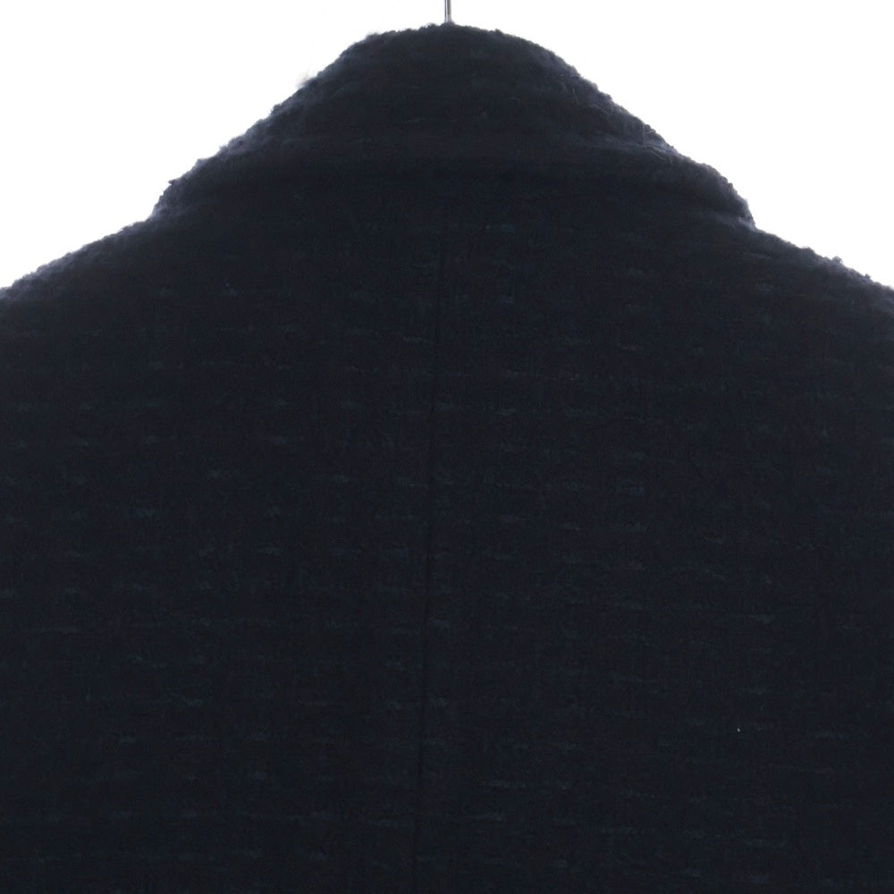 SAINT LAURENT PARIS(サンローランパリ) 21AW シルク混 ウール ツイード ダブルブレスト ピーコート ゴールドボタン ジャケット ブラック 581137 Y7D30