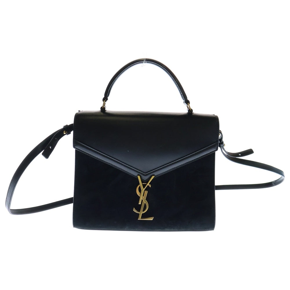 SAINT LAURENT PARIS(サンローランパリ) YSLロゴ カサンドラ 2WAY スエード切替 レザーハンドバッグ ショルダーバッグ ブラック レディース 623931