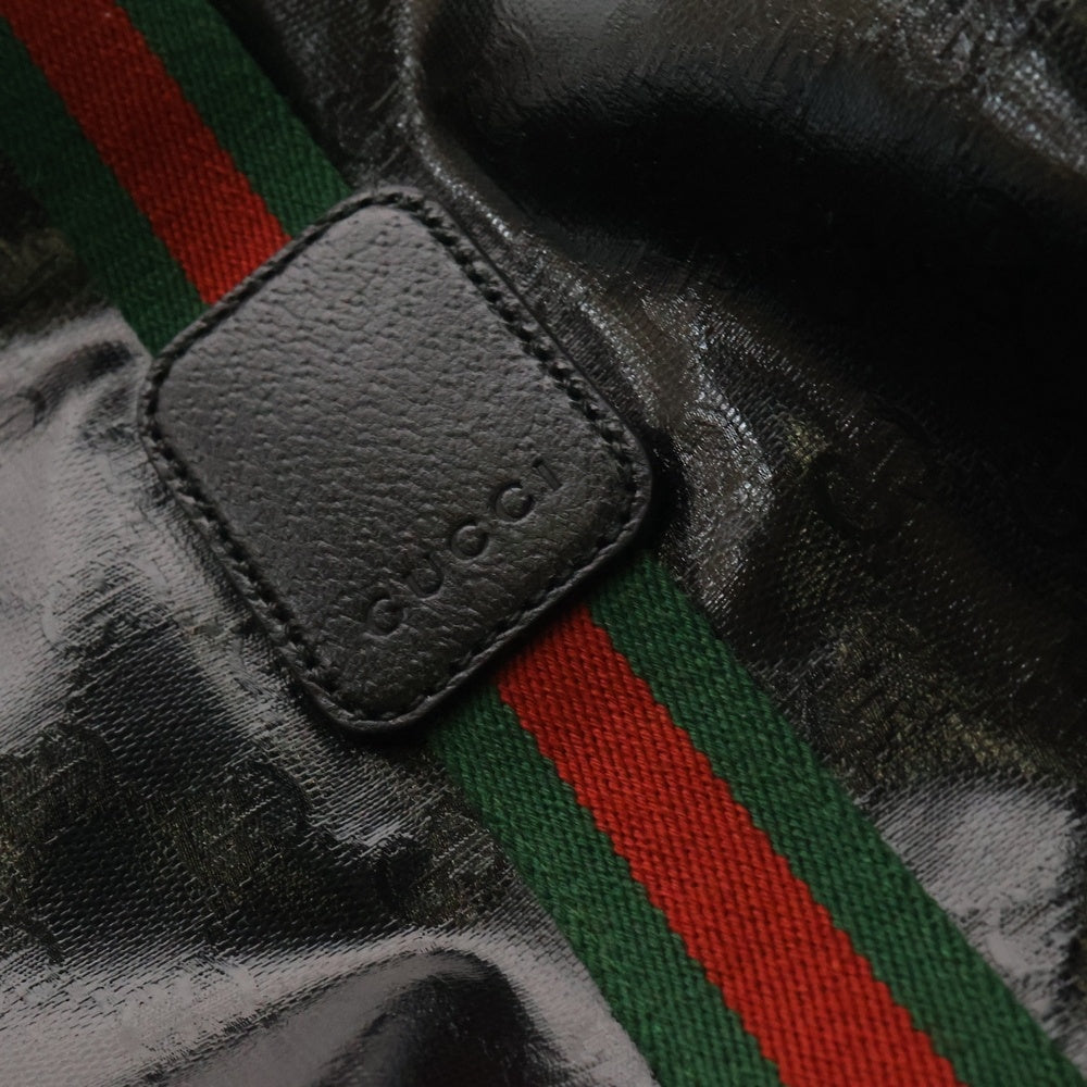 GUCCI(グッチ) GGクリスタル 2WAY レザー切替 ボストンバッグ ハンドバッグ ブラック 758664