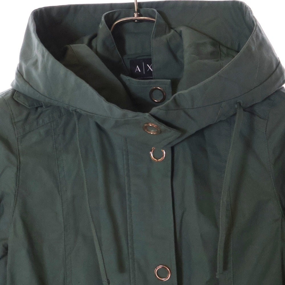 Armani Exchange(アルマーニ エクスチェンジ) フード付 ロゴ刻印 コットンジャケット ブルゾン グリーン レディース 6YYK02 YN21Z