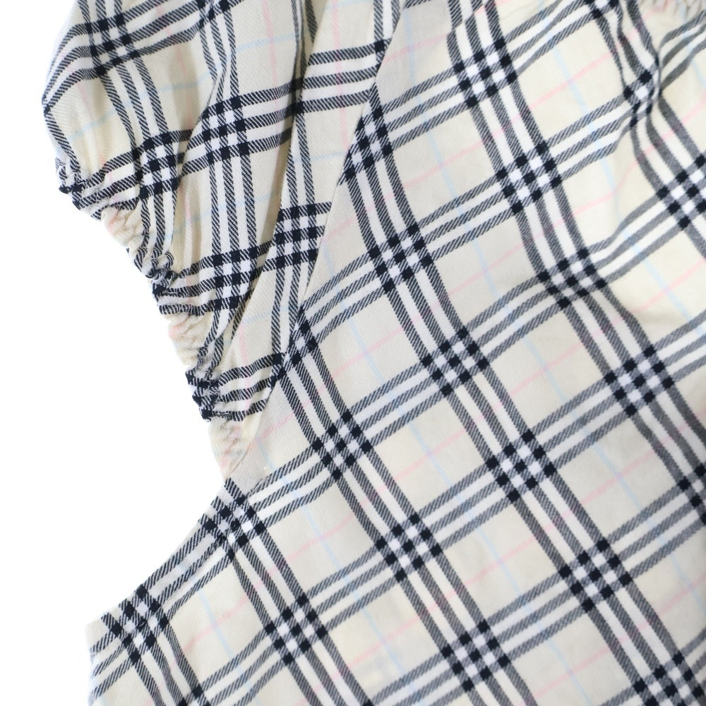 BURBERRY BLUE LABEL(バーバリーブルーレーベル) ノバチェック総柄 ギャザー フリルデザイン ノースリーブ キャミソール トップス ベージュ レディース