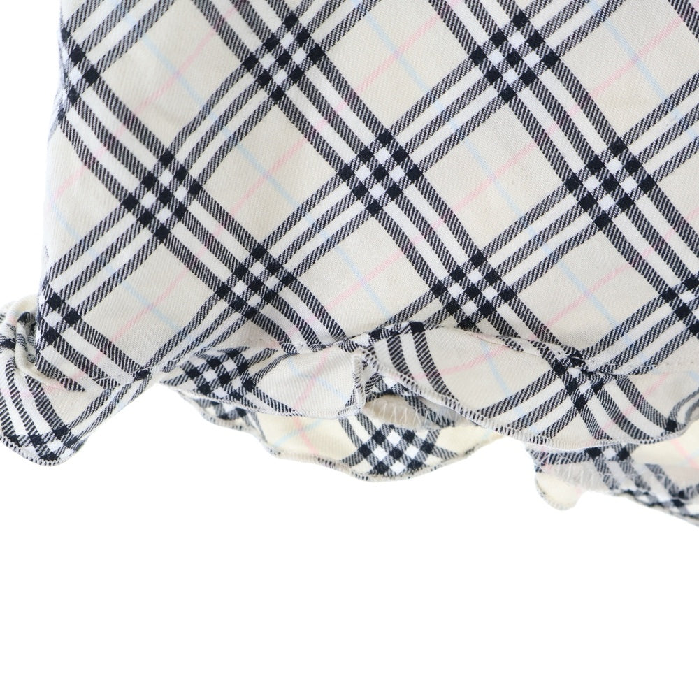 BURBERRY BLUE LABEL(バーバリーブルーレーベル) ノバチェック総柄 ギャザー フリルデザイン ノースリーブ キャミソール トップス ベージュ レディース