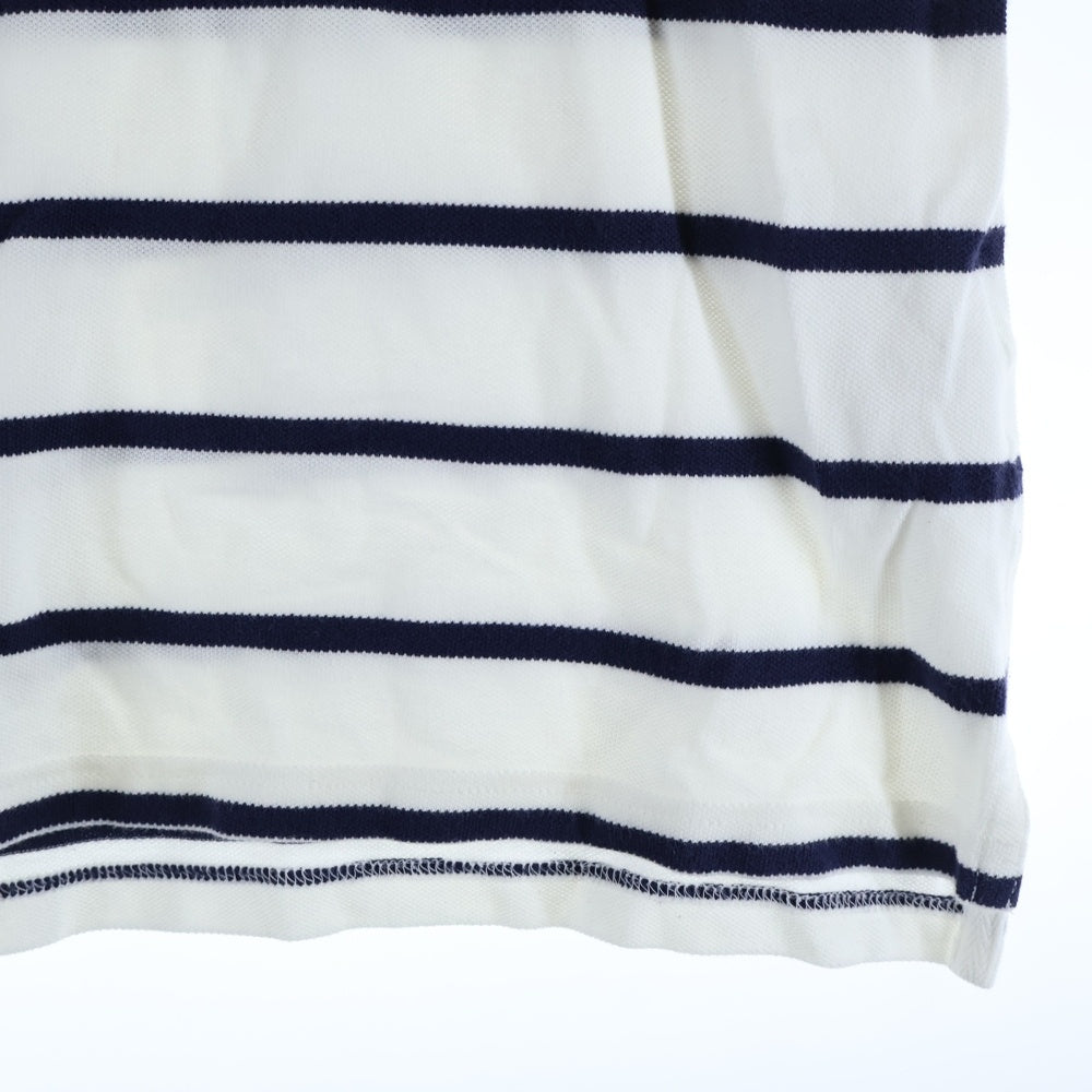 RALPH LAUREN(ラルフローレン) エンブレム刺繍 ボーダー総柄 半袖ポロシャツ ホワイト/ネイビー レディース