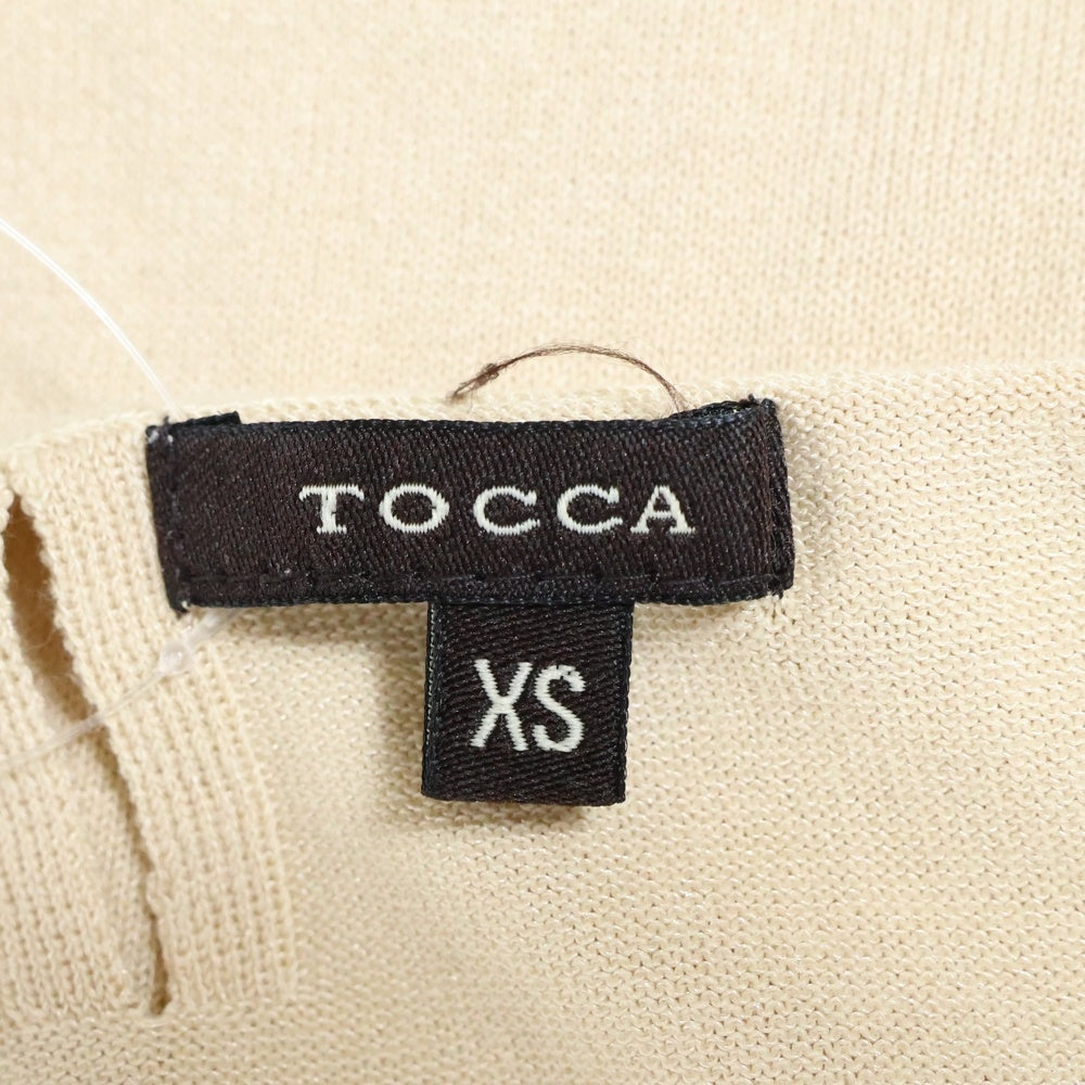 TOCCA(トッカ) フラワー刺繍 ラインストーン コットンニット 半袖 トップス ベージュ レディース