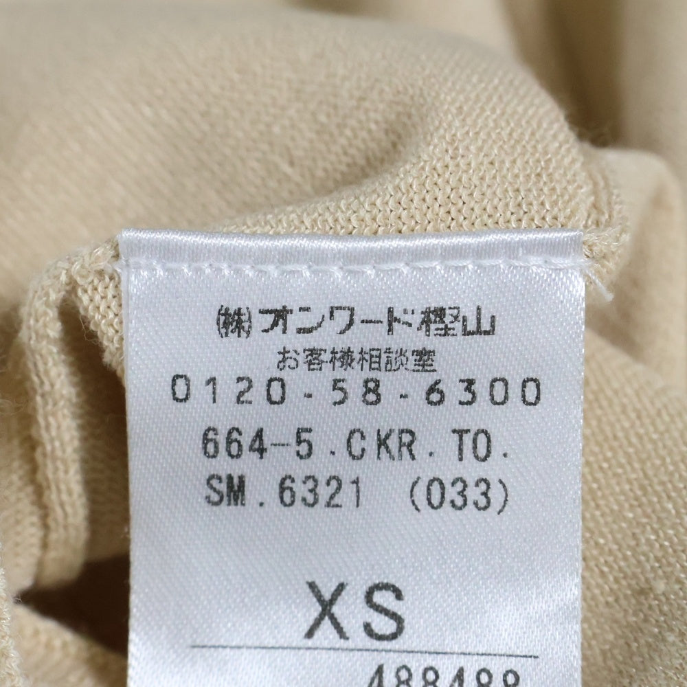 TOCCA(トッカ) フラワー刺繍 ラインストーン コットンニット 半袖 トップス ベージュ レディース