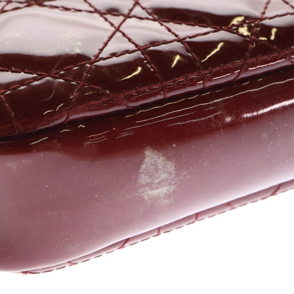 Christian Dior(クリスチャンディオール) カナージュ ポーチ メイクポーチ ケース 小物入れ レッド ゴールド金具 エナメル