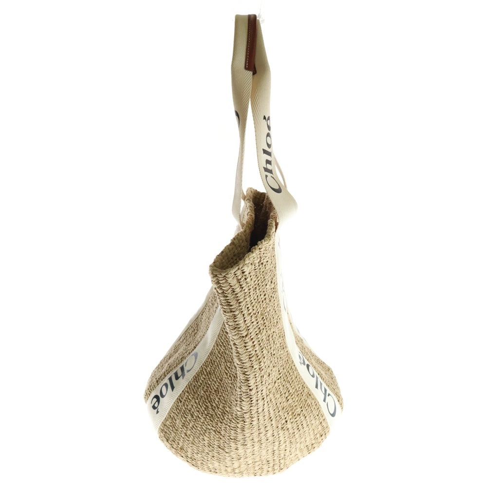 Chloe(クロエ) Mifukoコラボ ウッディ ラージ バスケット トートバッグ ベージュ ラフィア かごバッグ