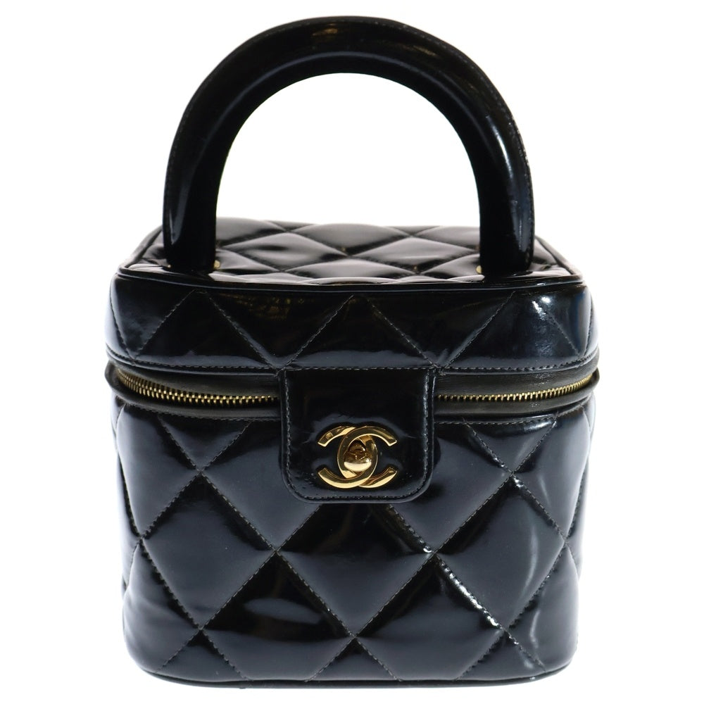 CHANEL(シャネル) マトラッセ バニティバッグ メイクバッグ ハンドバッグ ブラック ゴールド金具 パテント 4871773